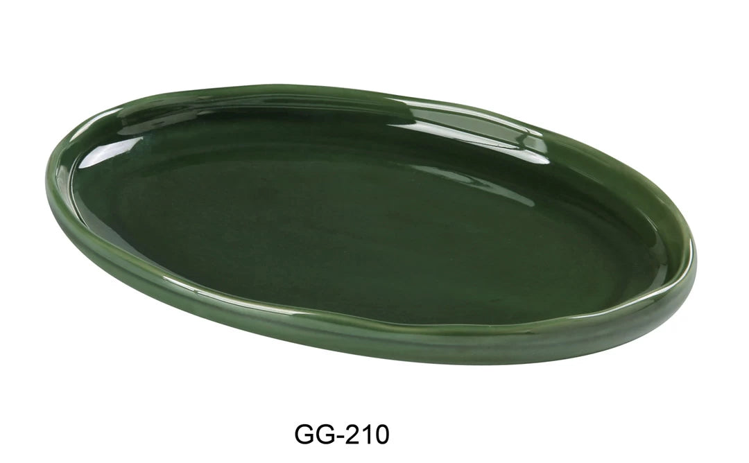 Yanco Green Gem 10 1/4" X 6 3/4" X 1 1/4" Oval Plate