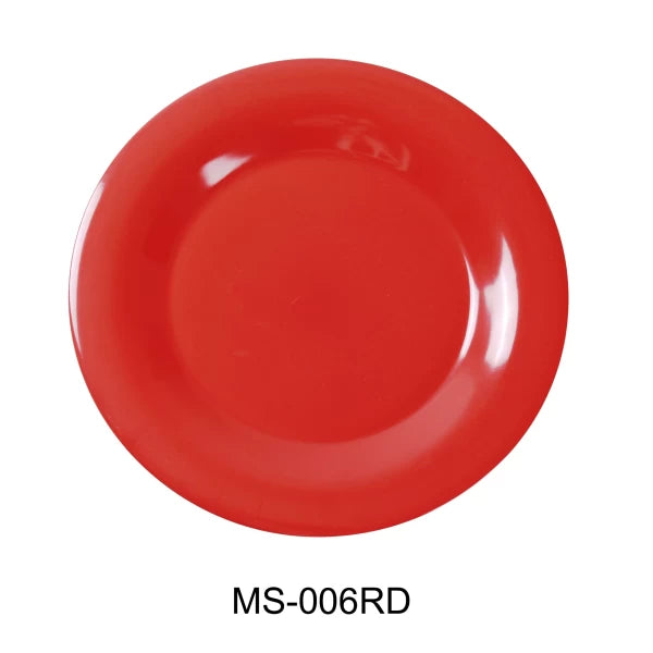 48 Pack Yanco MILE STONE 6 1/2" Wide Rim Round Plate Orange Red
