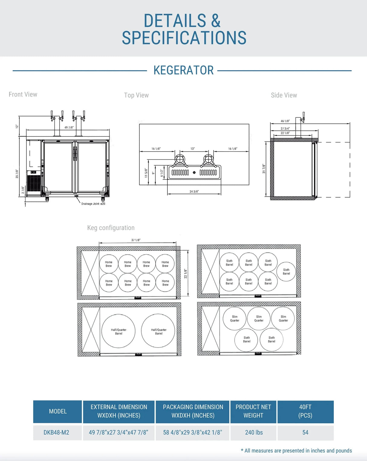 Dukers DKB48-M2 Dual Tap Kegerator Beer Dispenser (Free Shipping) (Add to cart for discount)
