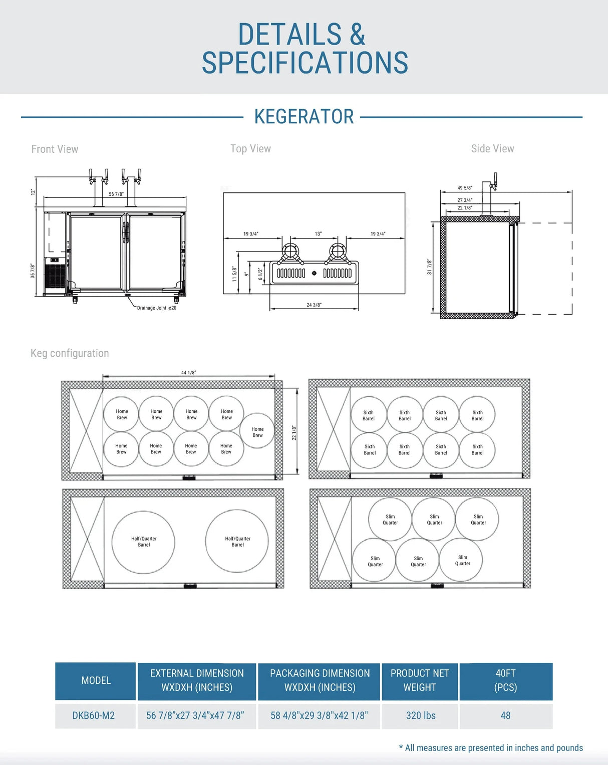 Dukers DKB60-M2 Dual Tap Kegerator Beer Dispenser (Free Shipping) (Add to cart for discount)
