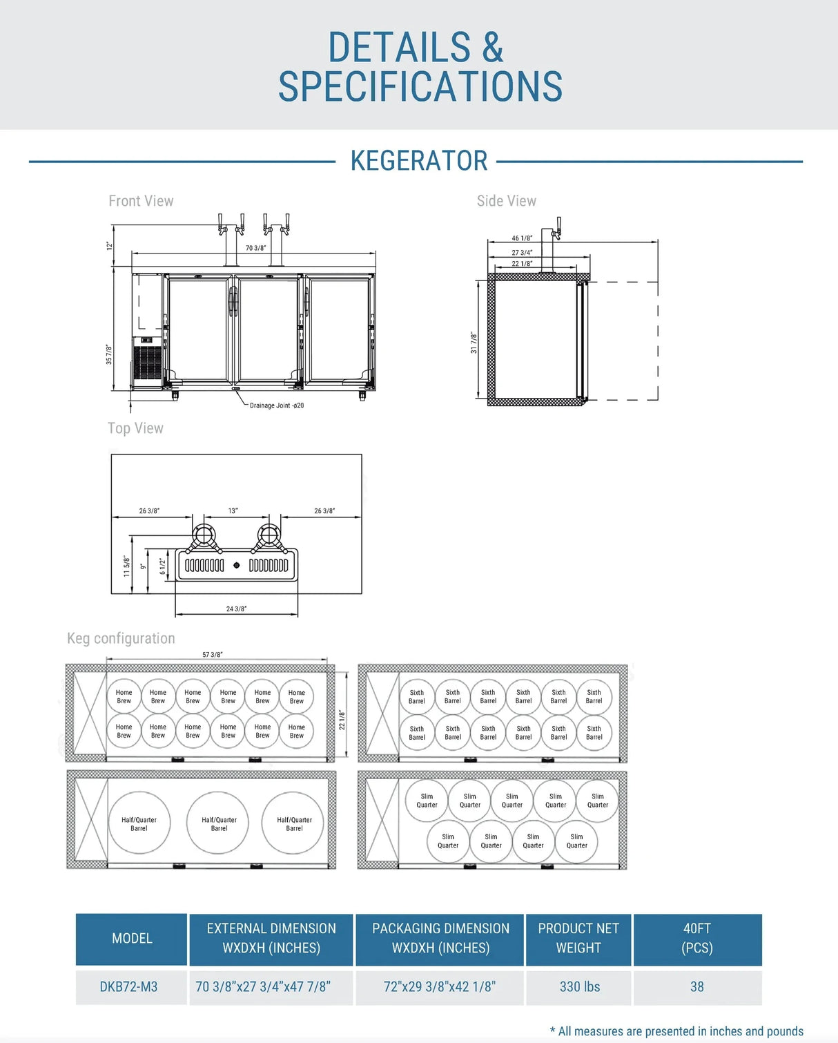 Dukers DKB72-M3 Dual Tap Kegerator Beer Dispenser (Free Shipping) (Add to cart for discount)