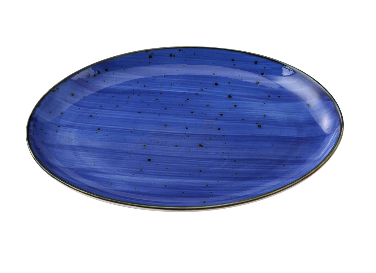 Yanco Lyon-Blue 10 X 7" X 1" Coupe Platter 椭圆碟