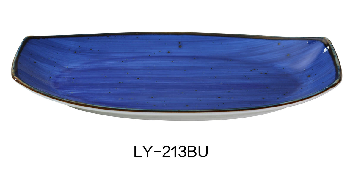 12 Pack Yanco Lyon-Blue 13" X 7 3/8" X 1 1/2" Rectangular Plate