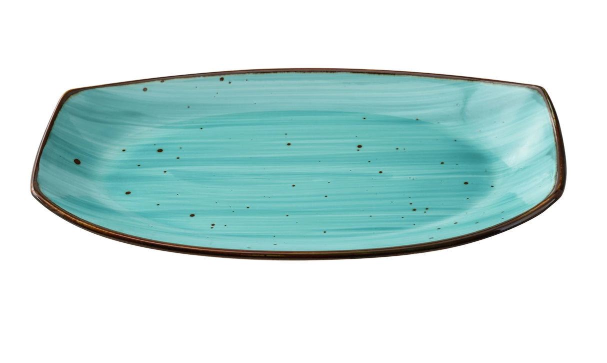 12 Pack Yanco Lyon - Turquoise 15" X 8 1/2" X 1 5/8" Rectangular Plate