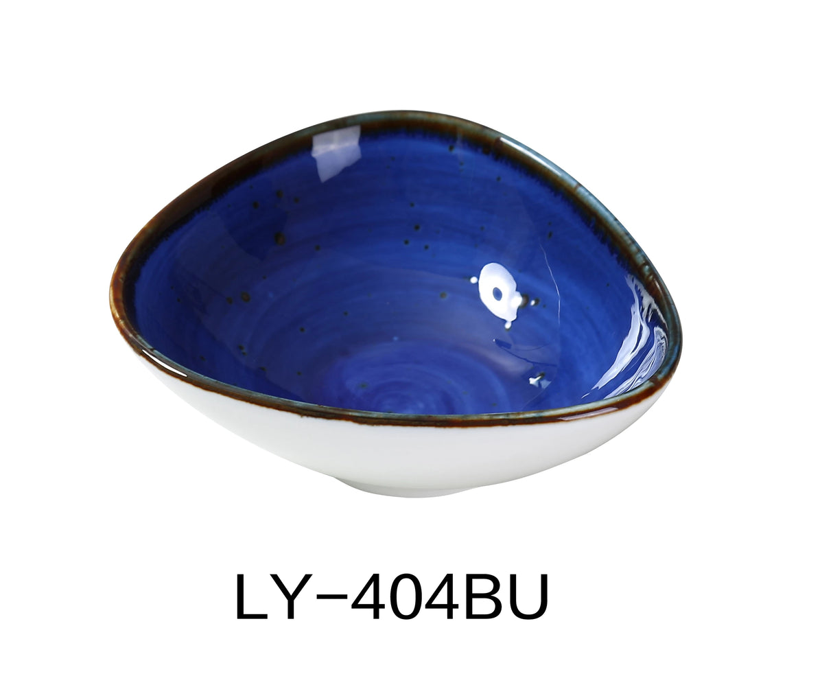 Yanco Lyon-Blue 4 3/4" X 4 3/8" X 1 5/8" Triangle Sauce Bowl 5 Oz