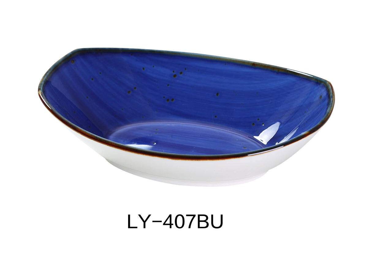 Yanco Lyon-Blue 7" X 4 3/4" X 1 3/4" Oval Bowl 10 Oz