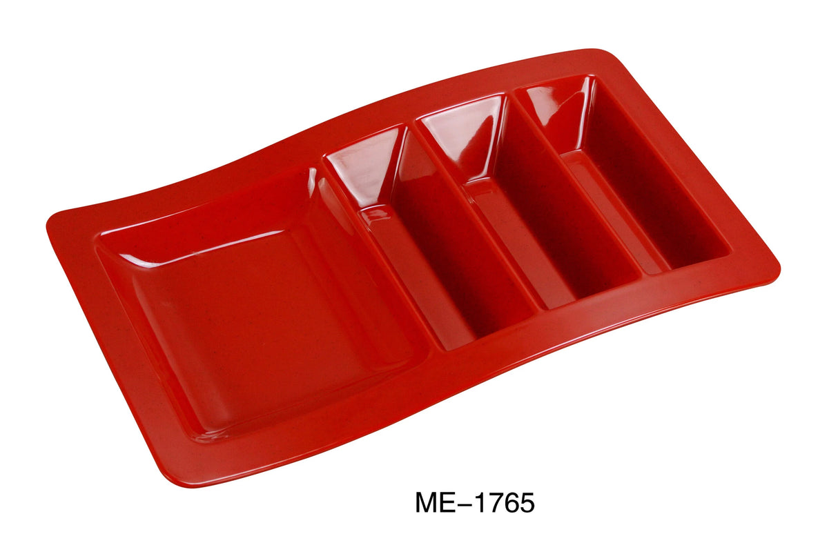 Yanco 14 3/4" X 8 3/4" X 1 3/4" Taco Plate Red 塔可碟