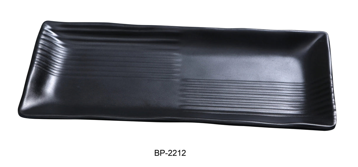 24 Pack Yanco BLACK PEARL 12" X 5 1/2" RECTANGULAR PLATE