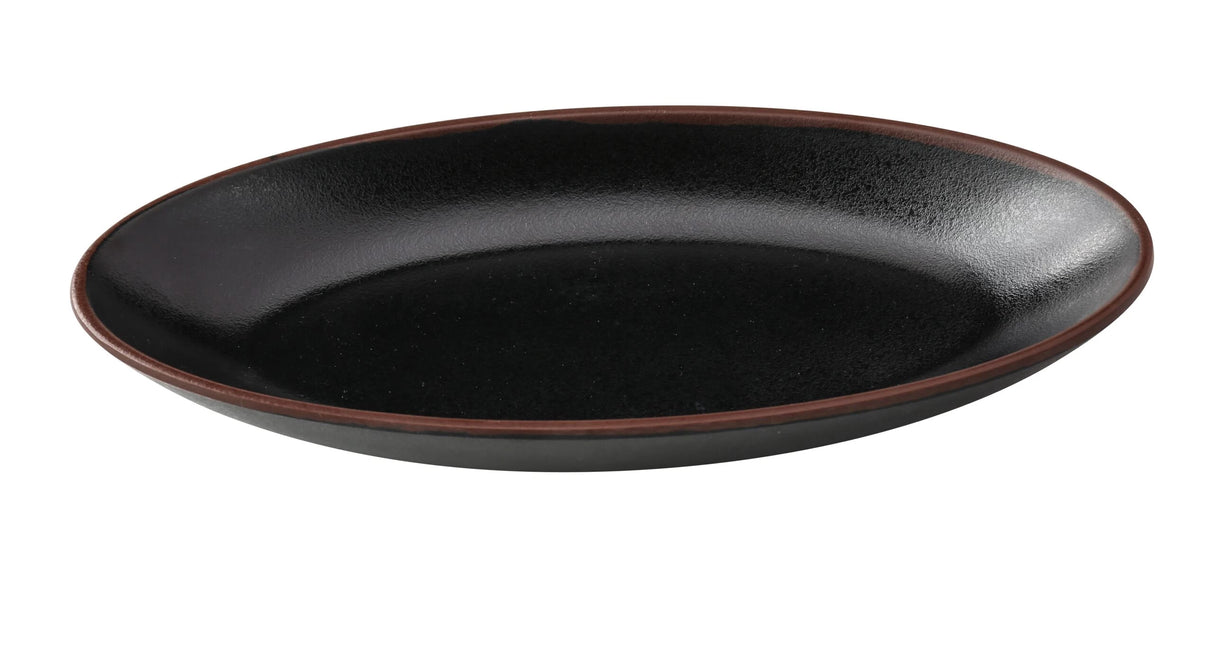 Yanco Nature Art - Black 10 1/2" X 5 1/4" X 1 1/2" Deep Oval Plate