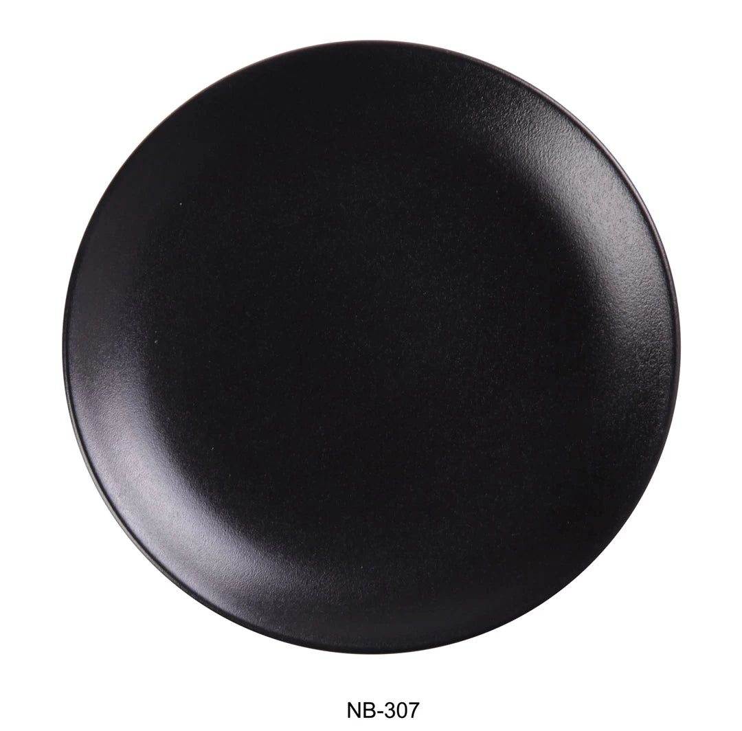 Yanco Noble Black 7" X 3/4" Coupe Shape Round Plate