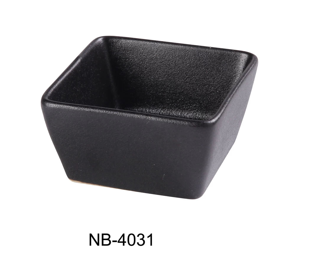 Yanco Noble Black 3 1/8" X 3" X 1 3/4" Square Sauce Dish 3 Oz
