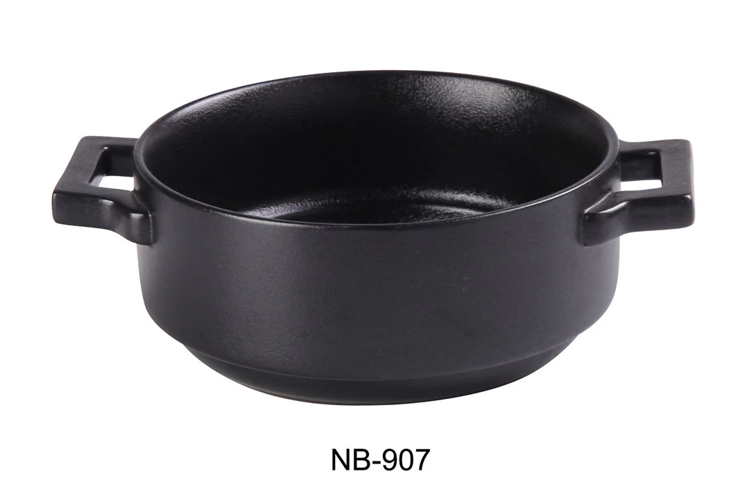Yanco Noble Black 7 1/2" X 5 3/4" X 2 1/4" Round Bake Plate With Handle 20 Oz