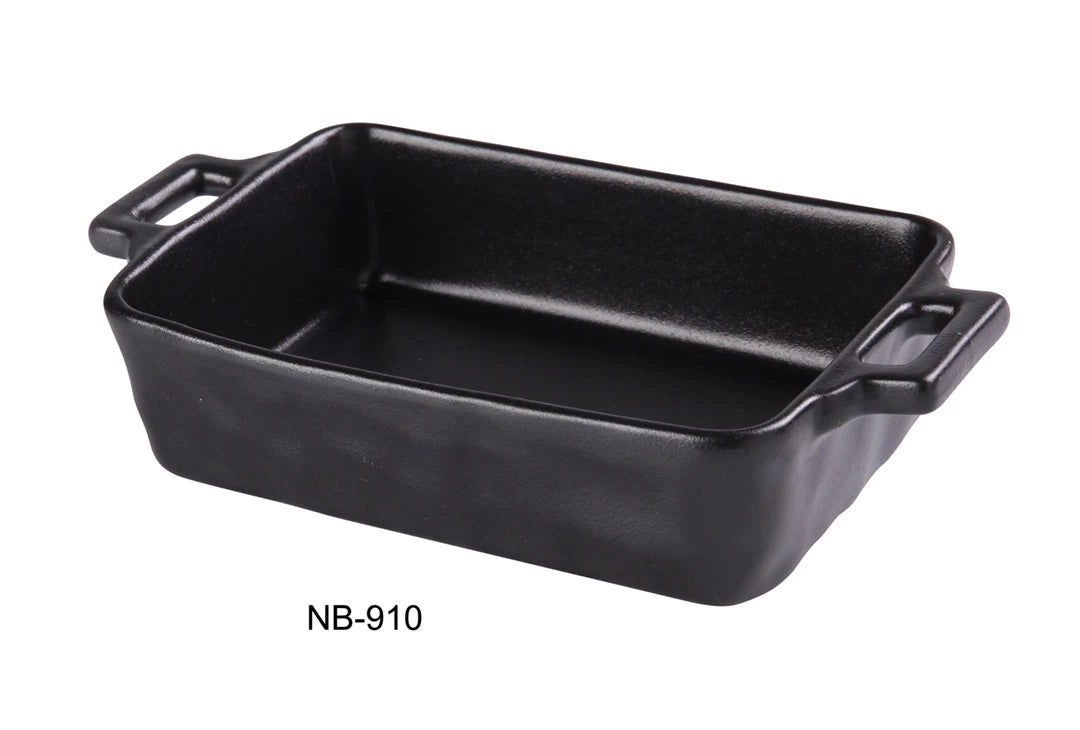 Yanco Noble Black 9 5/8" X 7 1/2" X 5 1/2" X 2 1/4" Bake Plate With Handle 25 Oz