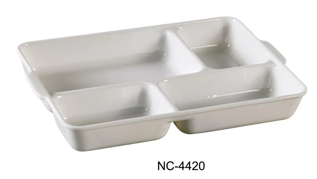 24 Pack Yanco COMPARTMENT COLLECTION 9 1/2" X 7" X 1 1/4" 4-DIVIDED DEEP COMPARTMENT