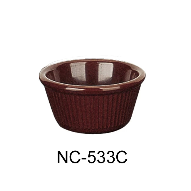 Yanco Accessories 3 3/8" x 1 1/2"H, 4 OZ FLUTED RAMEKIN CHOCOLATE