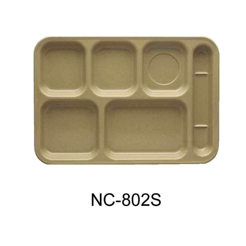 12 Pack Yanco COMPARTMENT COLLECTION 14" X 10" RIGHT HAND 6-COMPARTMENT PLATE SAND