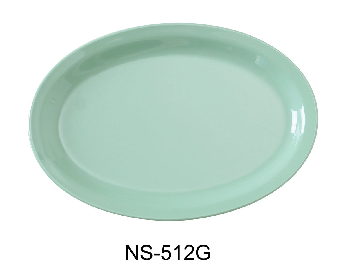 Yanco Nessico 12" X 8" Oval Platter W/Narrow Rim Green