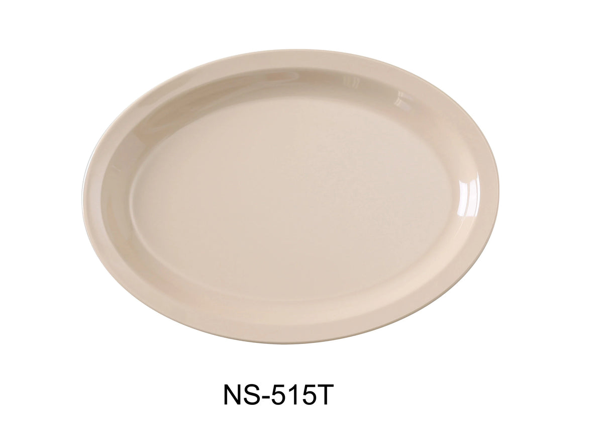 Yanco Nessico 13 1/4" X 9 1/2" Oval Platter W/Narrow Rim Tan
