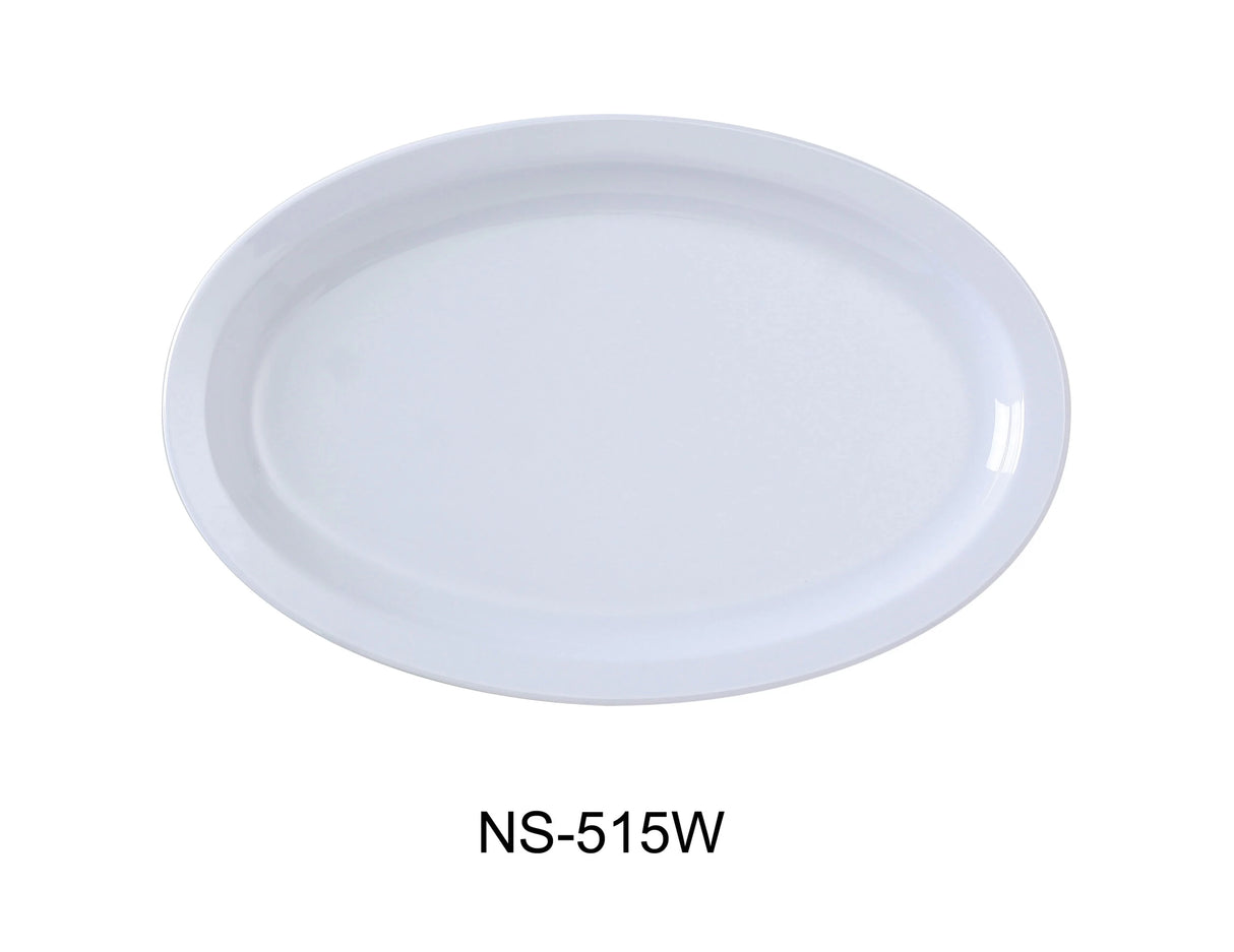 Yanco Nessico 13 1/4" X 9 1/2" Oval Platter W/Narrow Rim White