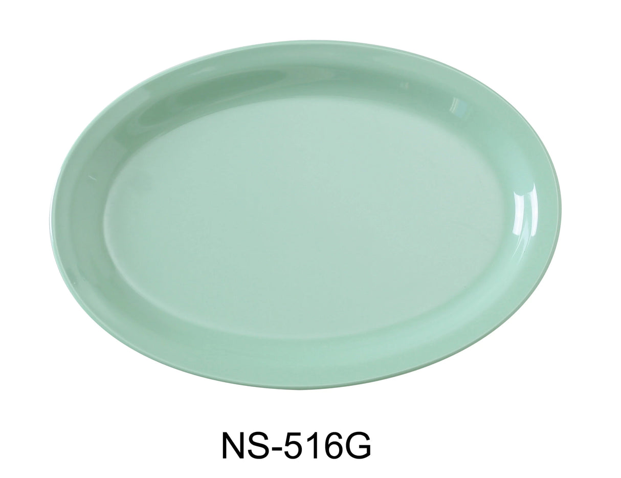 Yanco Nessico 15 1/2" X 10 3/4" Oval Platter W/Narrow Rim Green