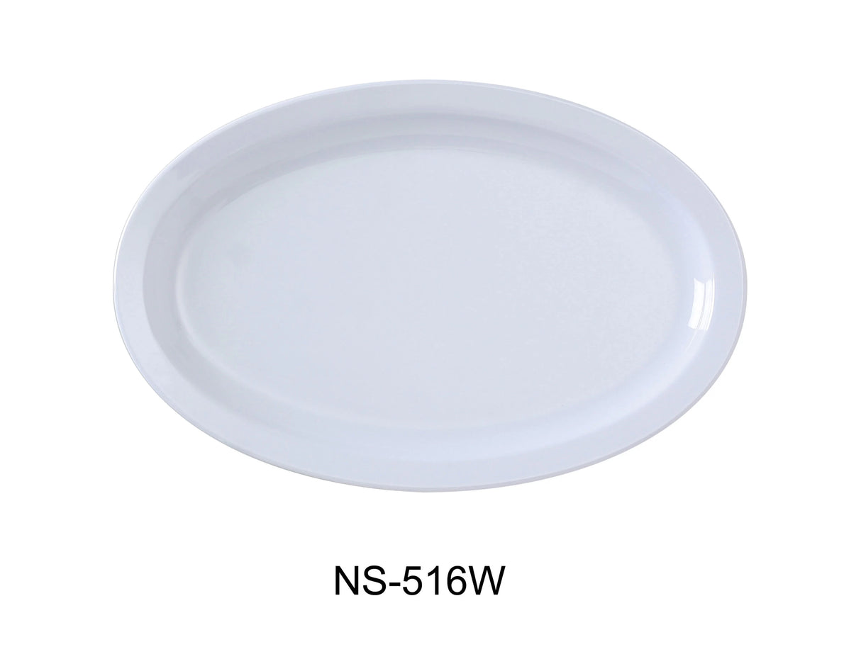Yanco Nessico 15 1/2" X 10 3/4" Oval Platter W/Narrow Rim White