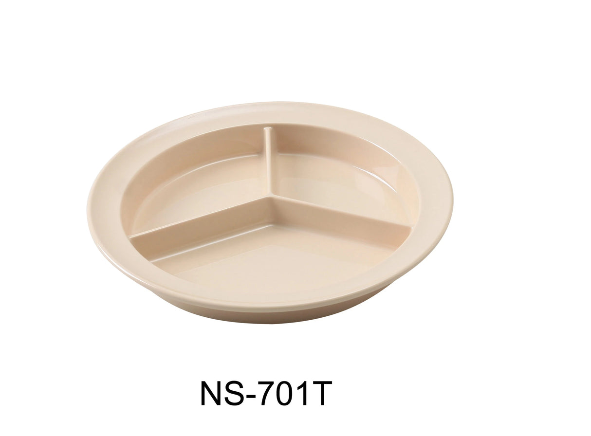 Yanco Nessico 8 3/4" Deep 3-Compartment Plate Tan