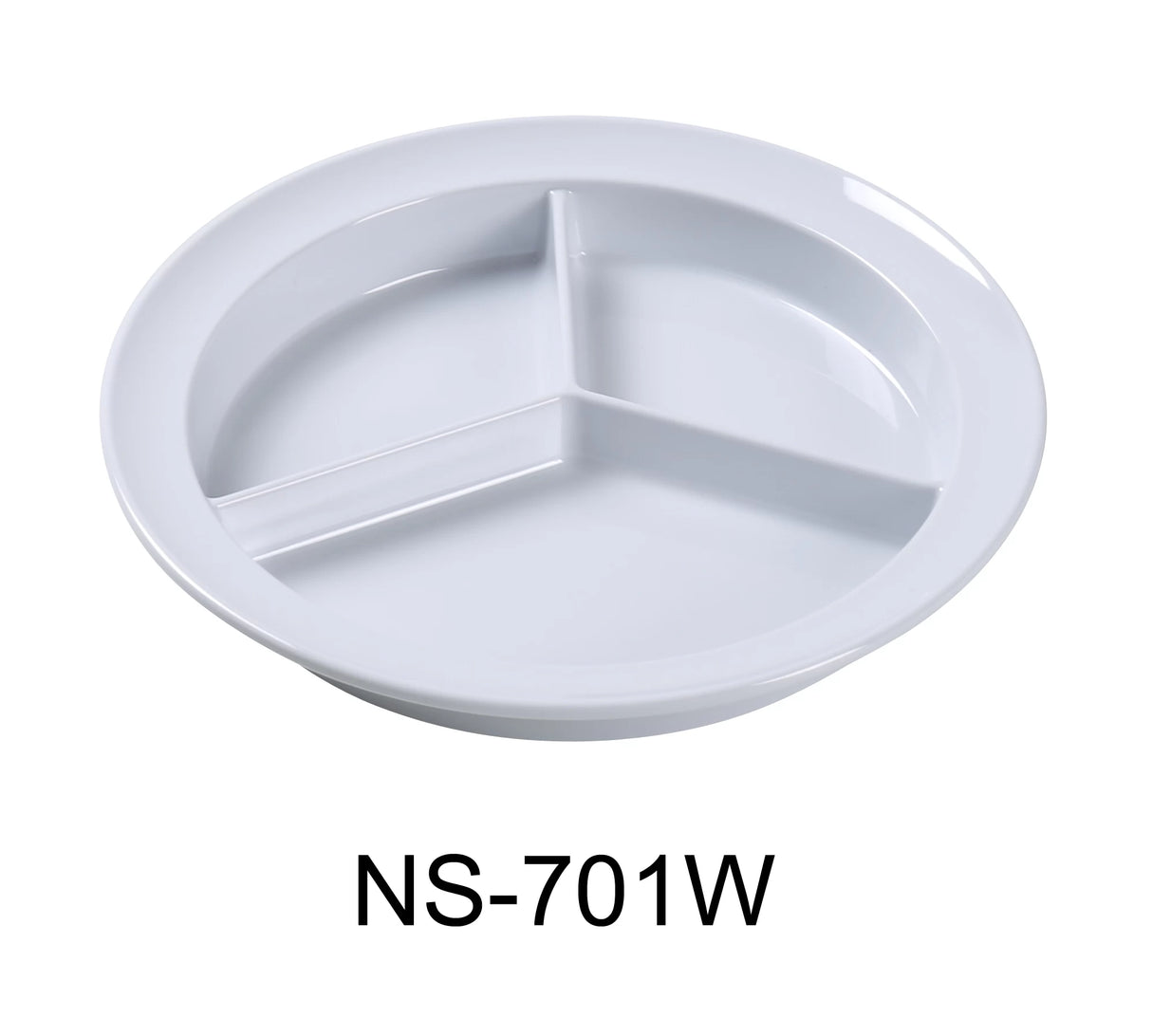 Yanco Nessico 8 3/4" Deep 3-Compartment Plate White