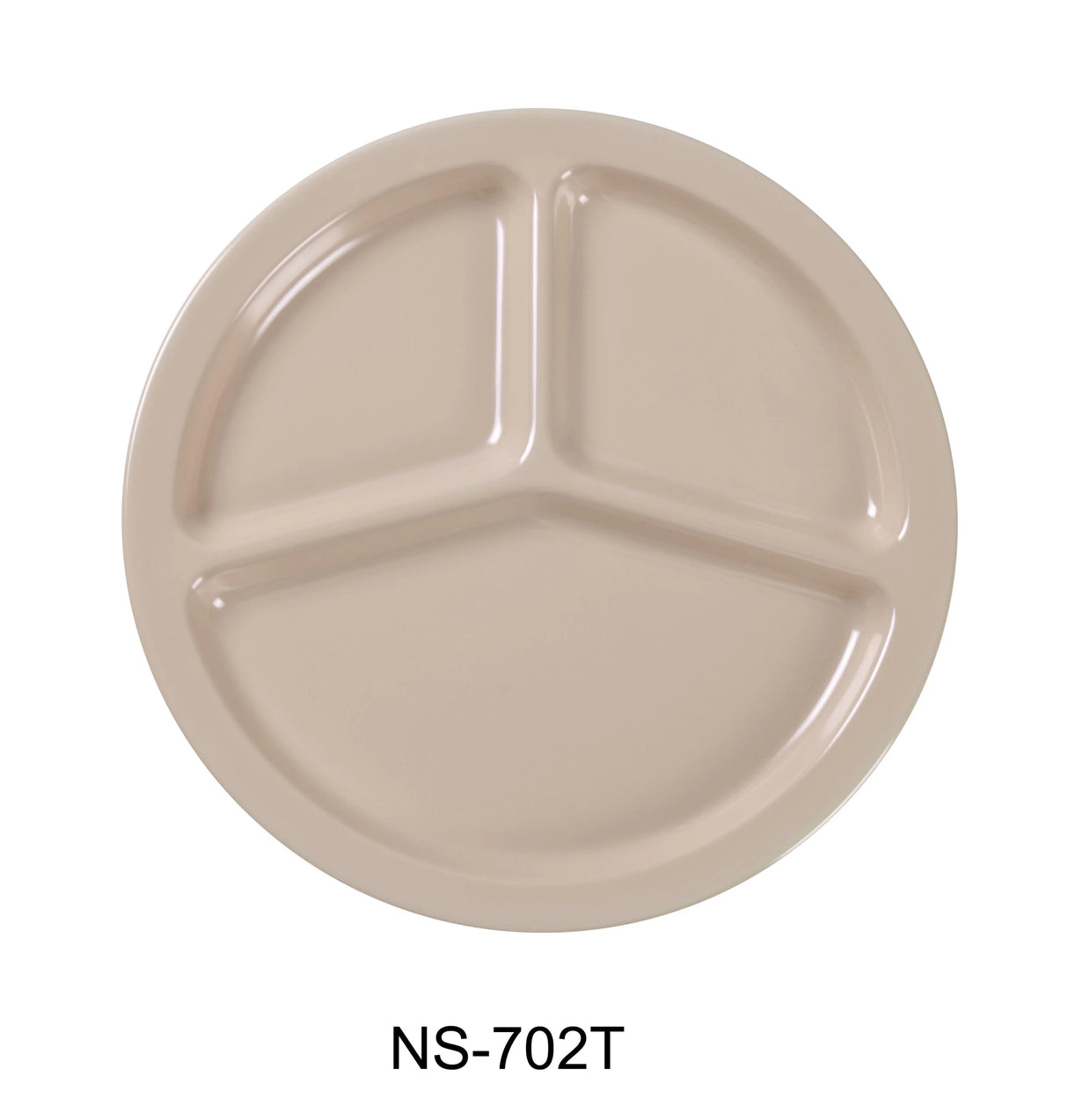24 Pack Yanco COMPARTMENT COLLECTION 10" 3-COMPARTMENT PLATE TAN