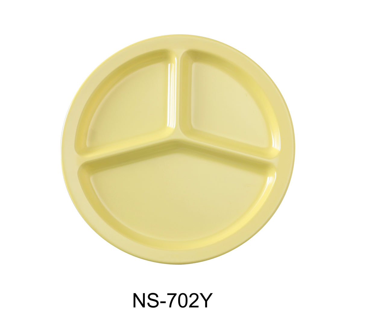 24 Pack Yanco COMPARTMENT COLLECTION 10" 3-COMPARTMENT PLATE YELLOW