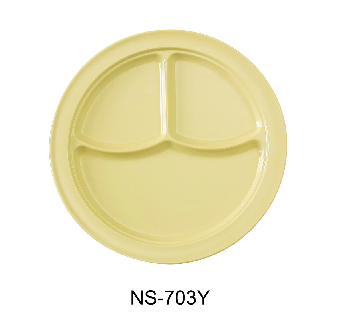 24 Pack Yanco COMPARTMENT COLLECTION 10 1/8", 3-COMPARTMENT PLATE YELLOW