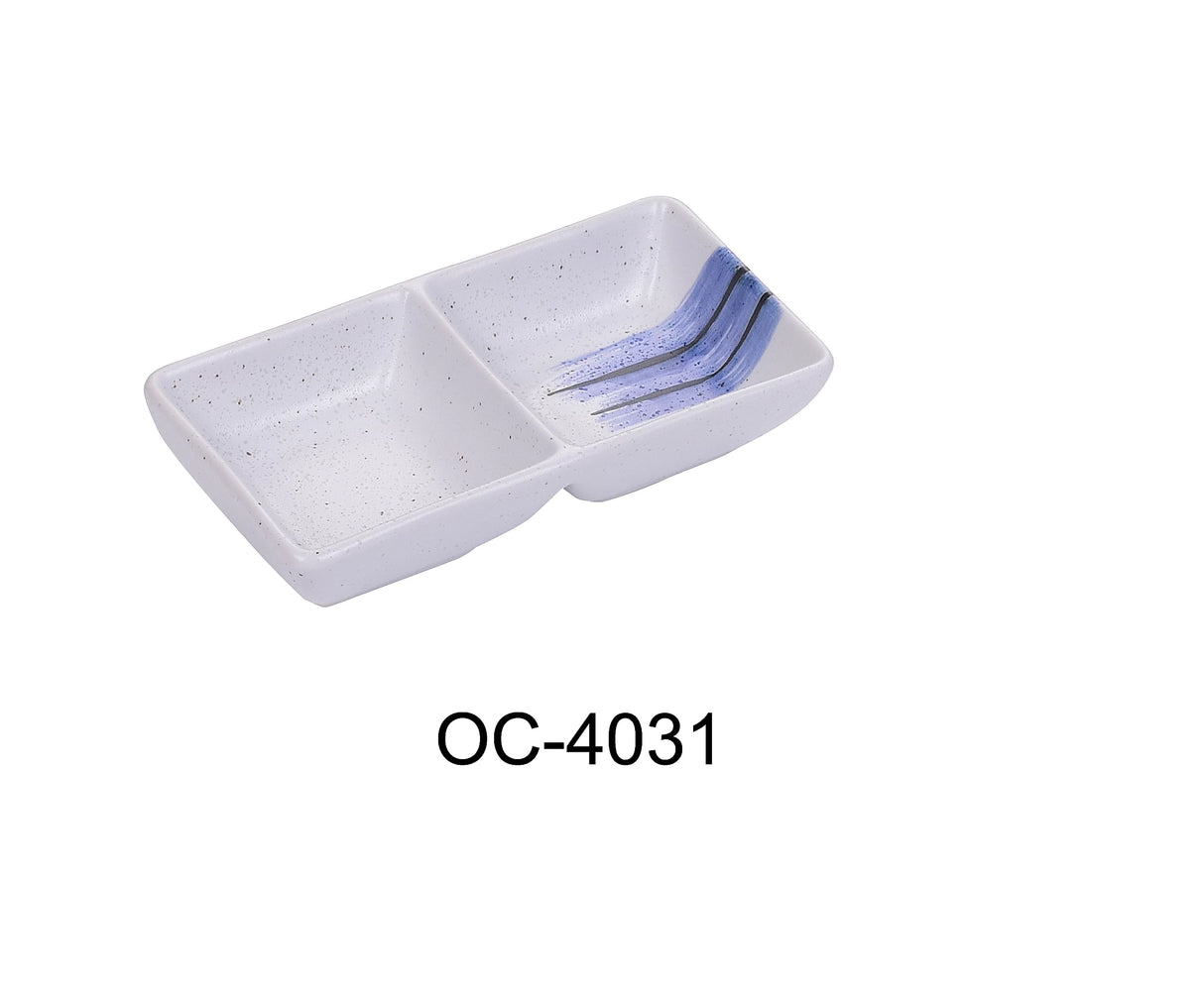 Yanco Ocean 5 1/2" X 3" Double Sauce Dish 2 Oz Each
