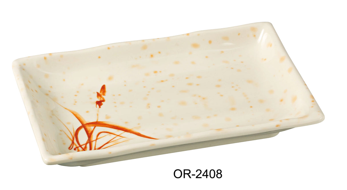Yanco Orchis 8" X 5 1/2" Rectangular Plate Gold Orchis