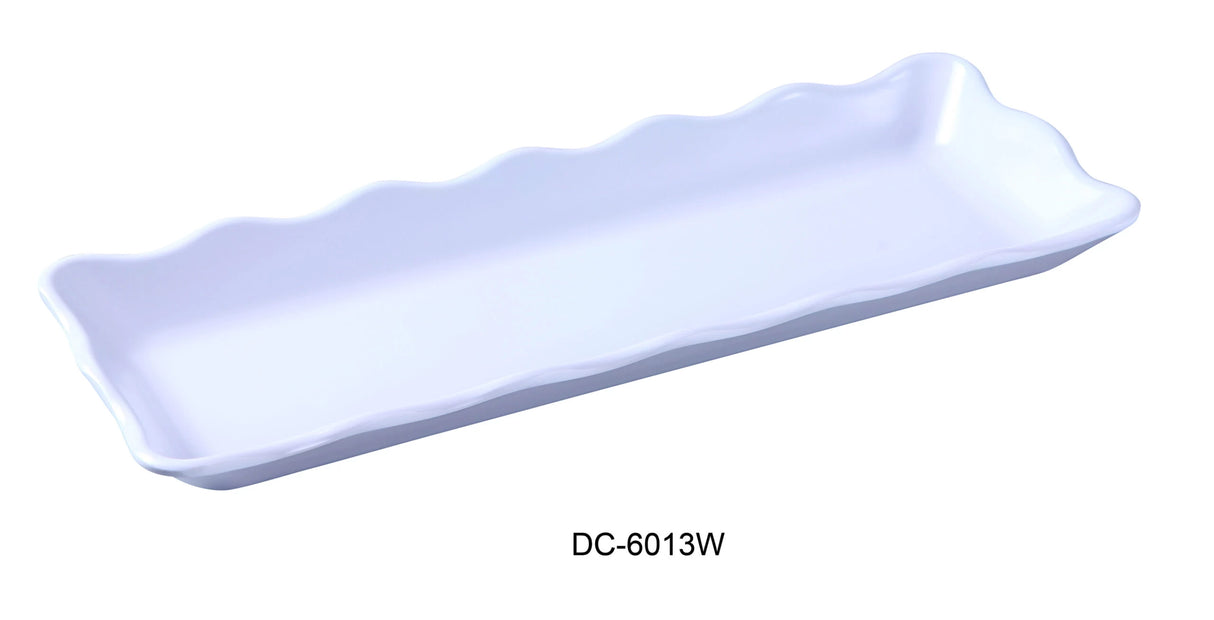 Yanco Deli 系列 13 1/2 英寸 X 5 1/4 英寸 X 1 英寸 扇贝边展示托盘 白色