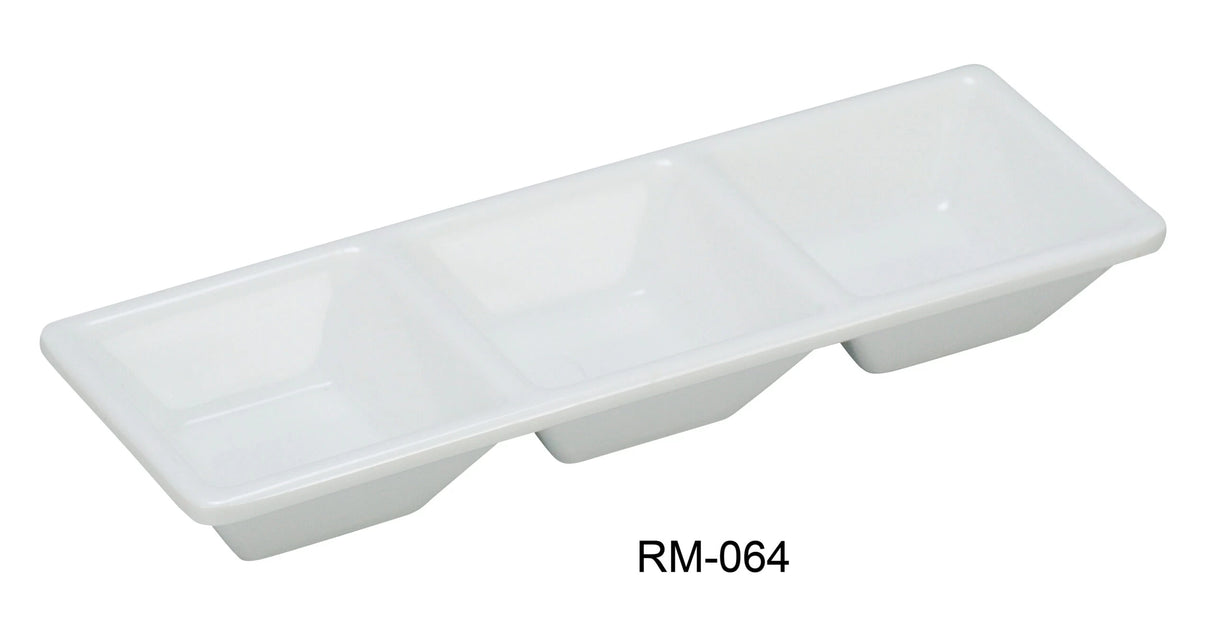 Yanco Rome 7 1/2" X 2 1/2" 3-Compartment Dessert Dish