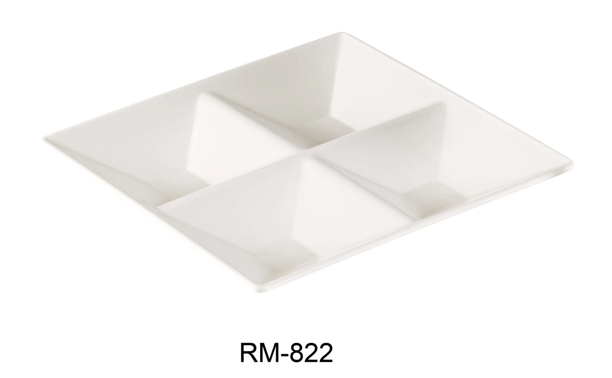 Yanco Rome 11 1/2" 4-Compartment Plate, Square, 1 1/2" Deep