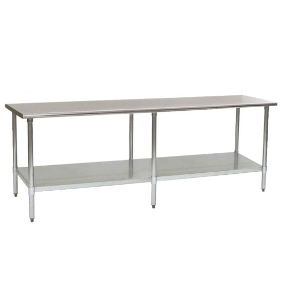 L&J 14"D x 96"L Stainless Steel Work Table w/ Under Shelf