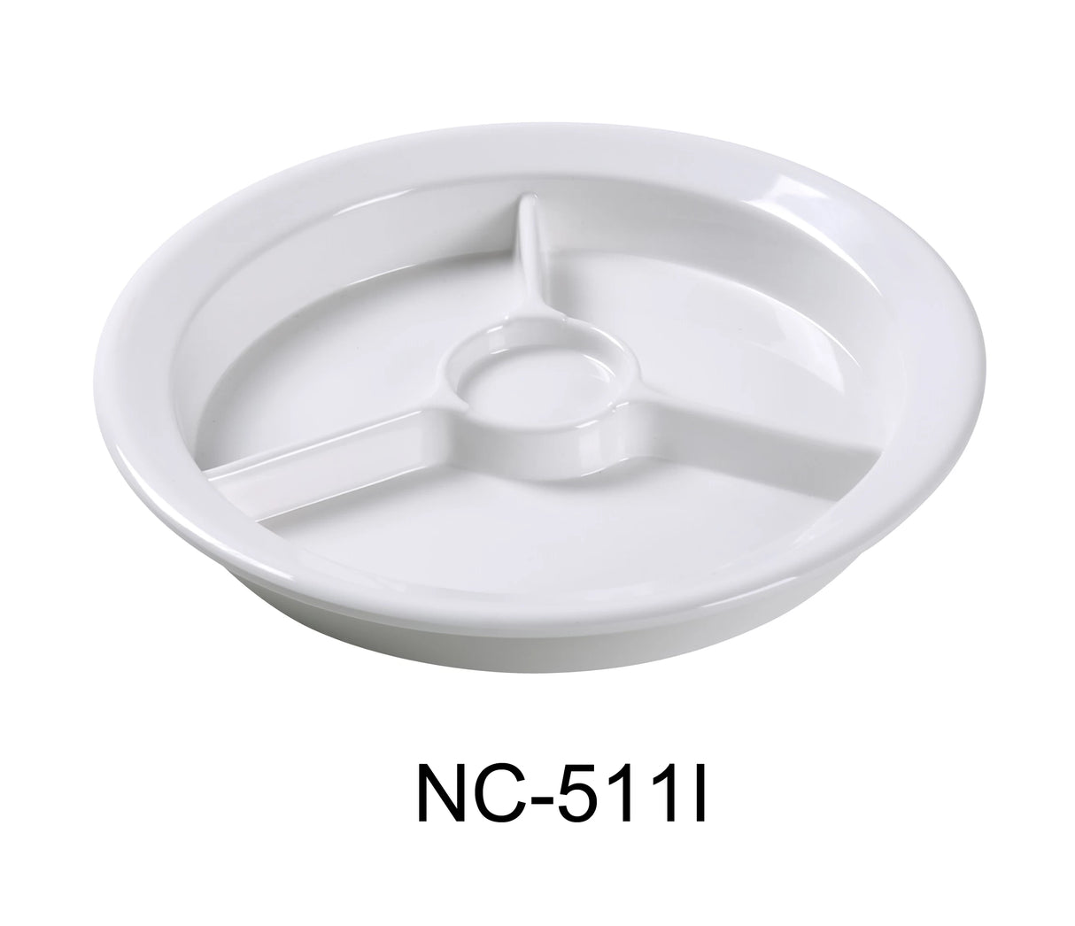 24 Pack Yanco COMPARTMENT COLLECTION 9 1/2" 3-COMPARTMENT PLATE W/CUP HOLDER IVORY