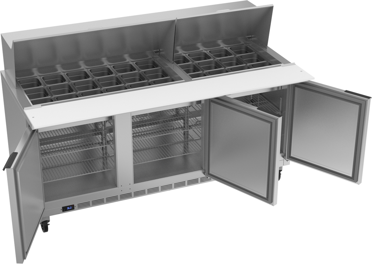 SPE72HC-30M | 72" Sandwich Prep Table Three Door Mega Top