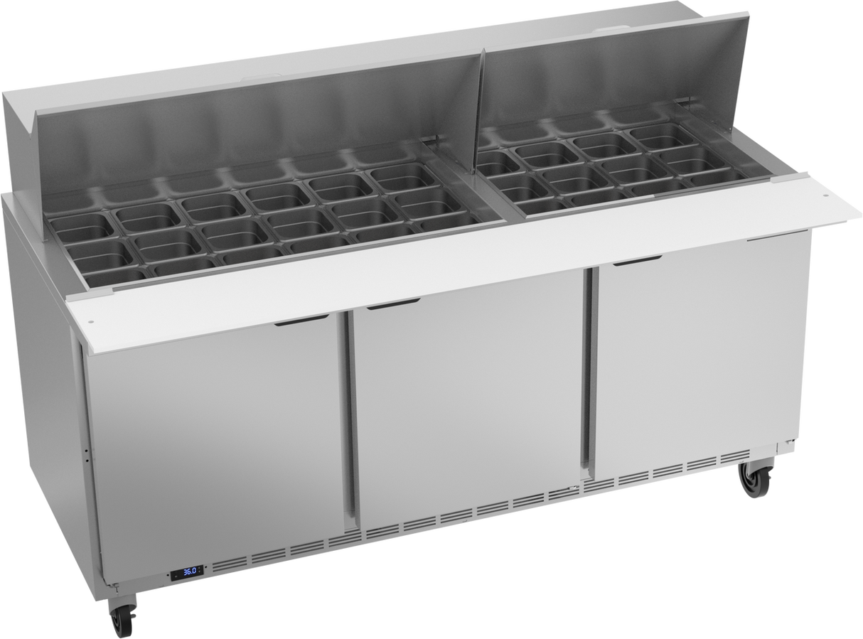 SPE72HC-30M | 72" Sandwich Prep Table Three Door Mega Top