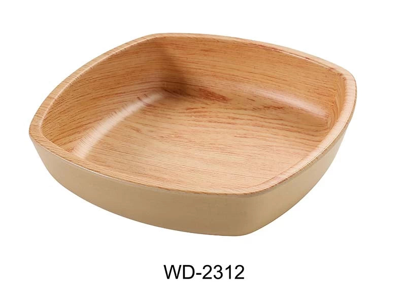 Yanco Wooden 11 3/4" X 3 1/4" Square Bowl 3 Qt