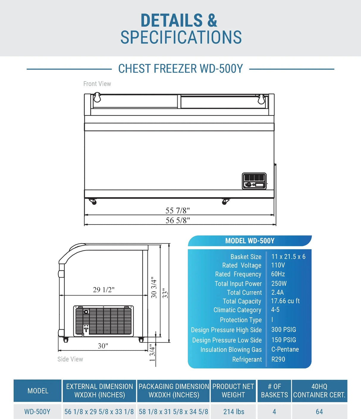 Dukers WD-500Y Commercial Chest Freezer in White (Free Shipping)+(Add to cart for discount)