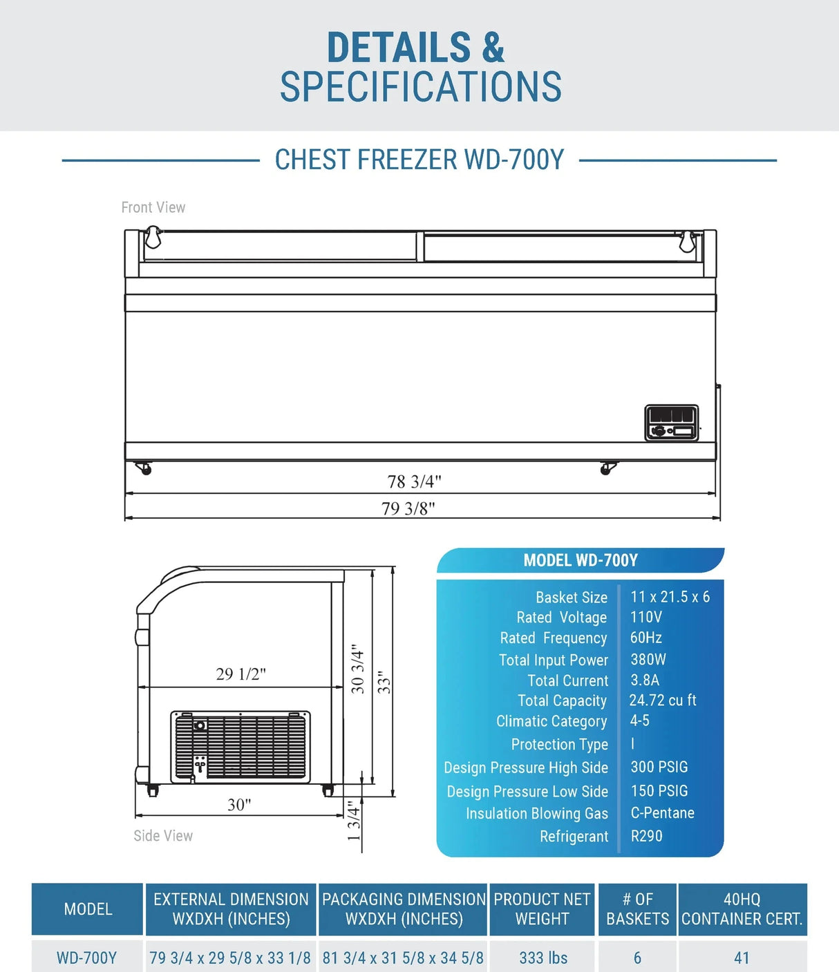 Dukers WD-700Y Commercial Chest Freezer in White (Free Shipping)+(Add to cart for discount)