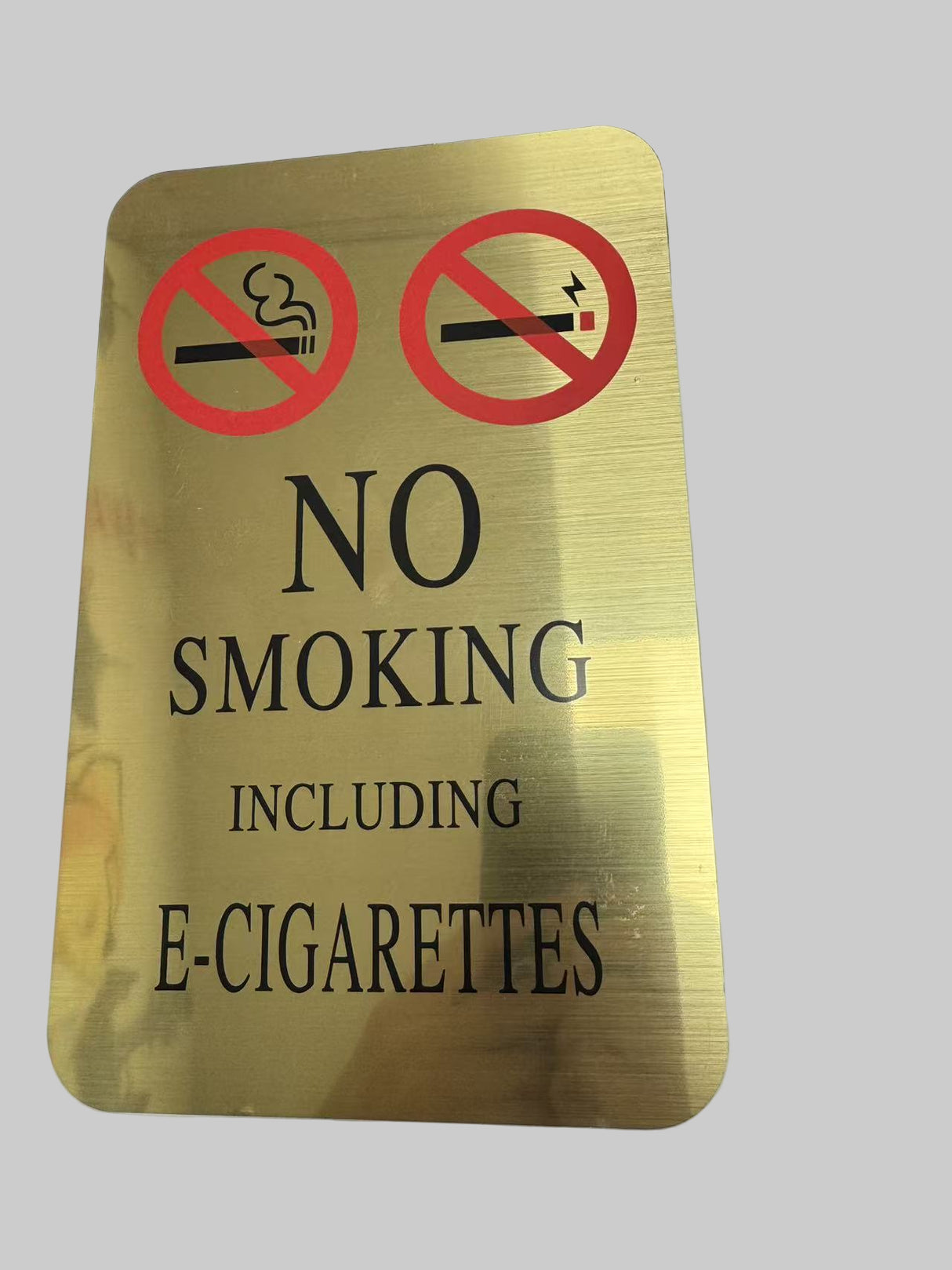 Door/Wall Sign- brushed gold-small -No smoking including E-cigarettes