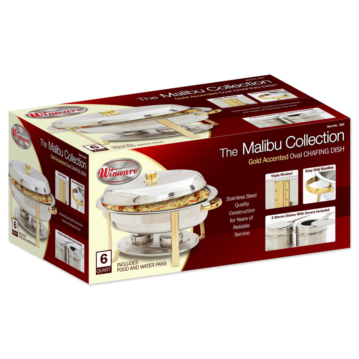 Malibu Collection 6 Quart Oval Chafer, Medium Weight