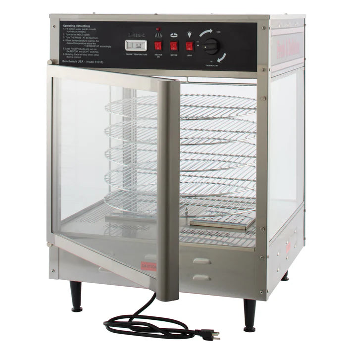 BenchmarkUSA Rotating Pizza Display Warmer - Stainless Steel, Humidified, ETL Certified