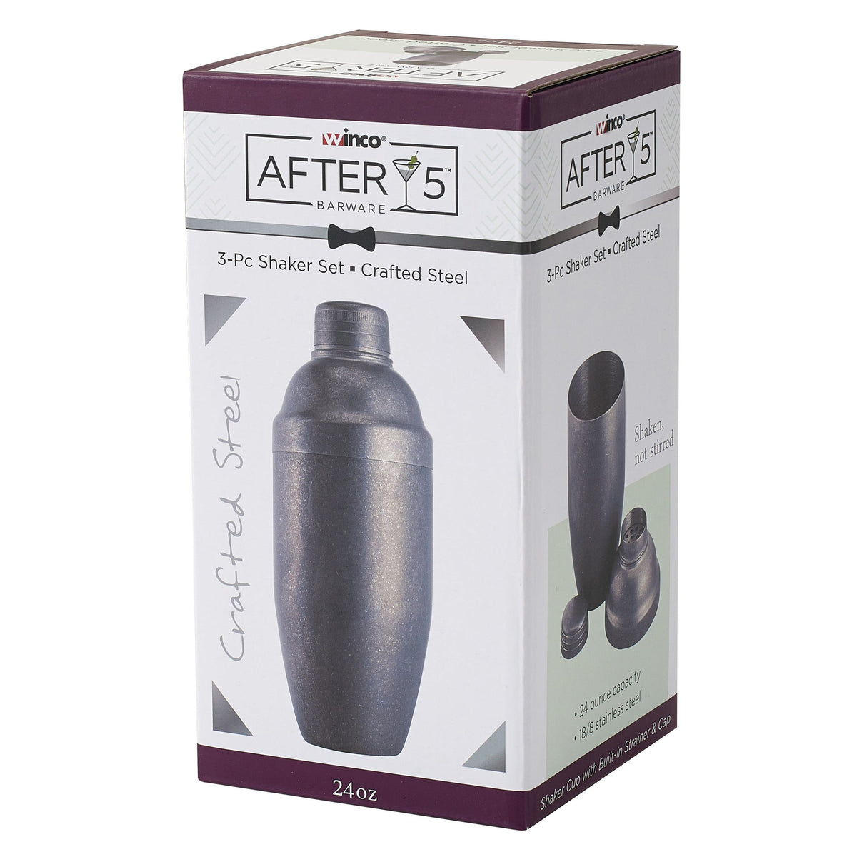 After5 24 oz Bar Shaker, 3 Piece Set, Crafted Steel