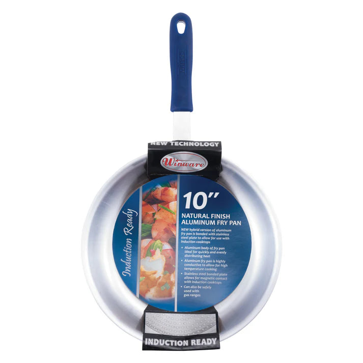 Induction Ready Aluminum Fry Pan, Stainless Steel Bottom, Natural Finish