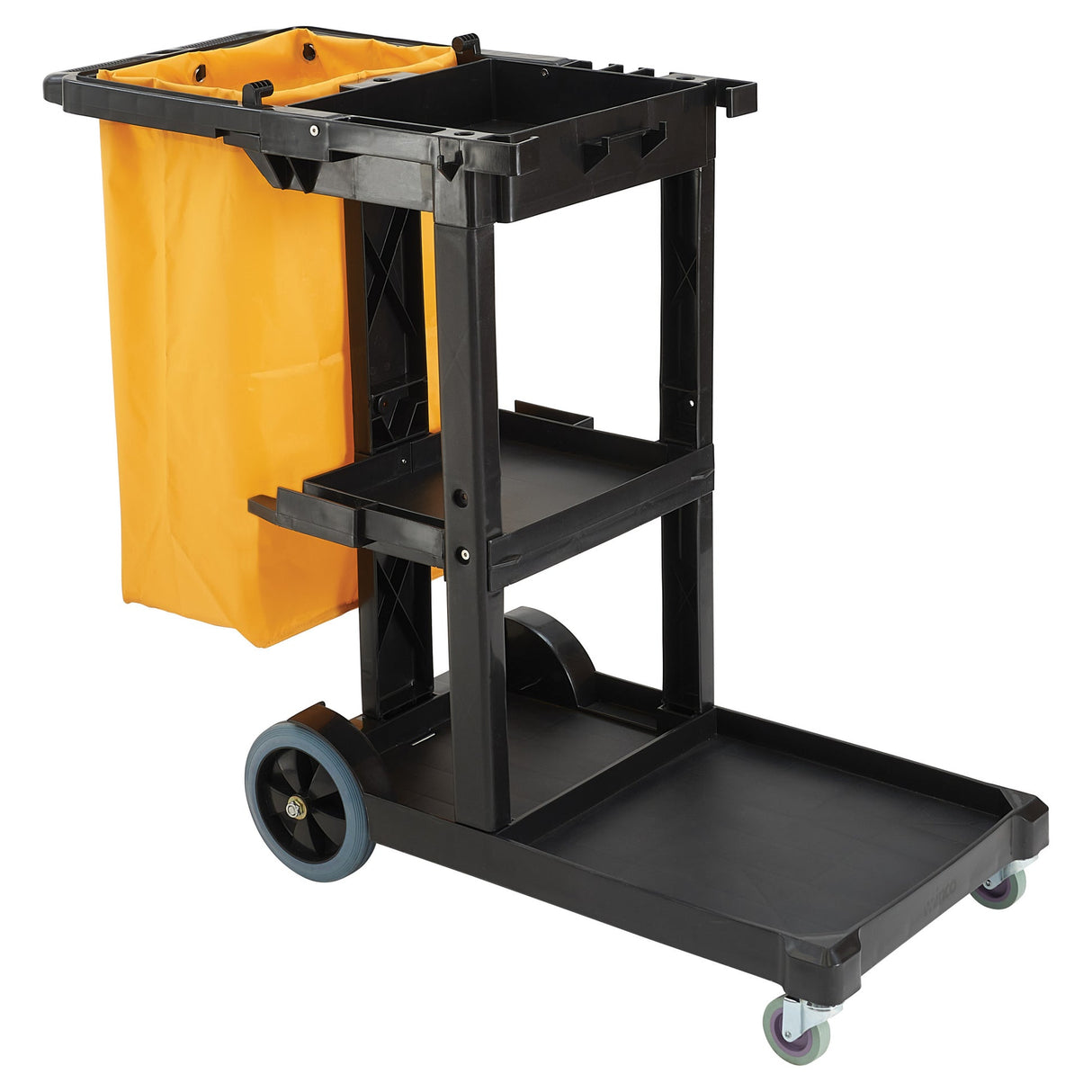 Janitorial Cart with 3 Shelves and Removable Bag