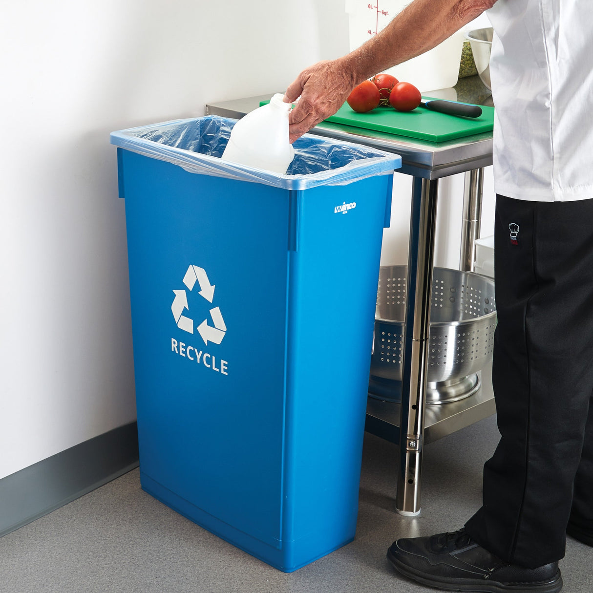 23 Gallon Slender Trash Can, Blue, Recycle