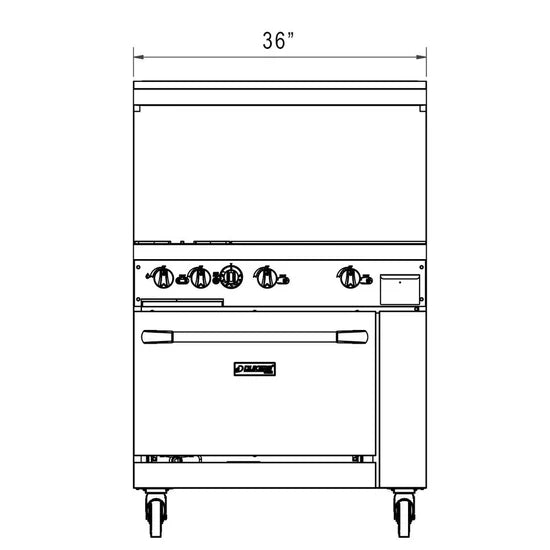 Dukers  DCR36-2B24GM 36" Gas Range with Two (2) Open Burners & 24" Griddle (Free Shipping) (Add to cart for discount)